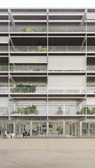Fassadensansicht Portalgeb&auml;ude, E2A / Nickl & Partner, Bild: ArtefactoryLab