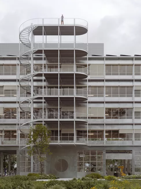 Teilansicht, Bautyp FLEX, eines von zwei Geb&auml;uden welches E2A auf dem Areal des Innovation Park Zurich realisieren wird.